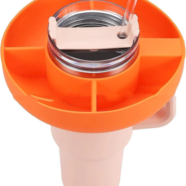 Silicone Snack For Cup 40 Oz Reusable Snack Container 4 Compartment Snack Platters Cup Snack Bowl Cup Holder Food Tray